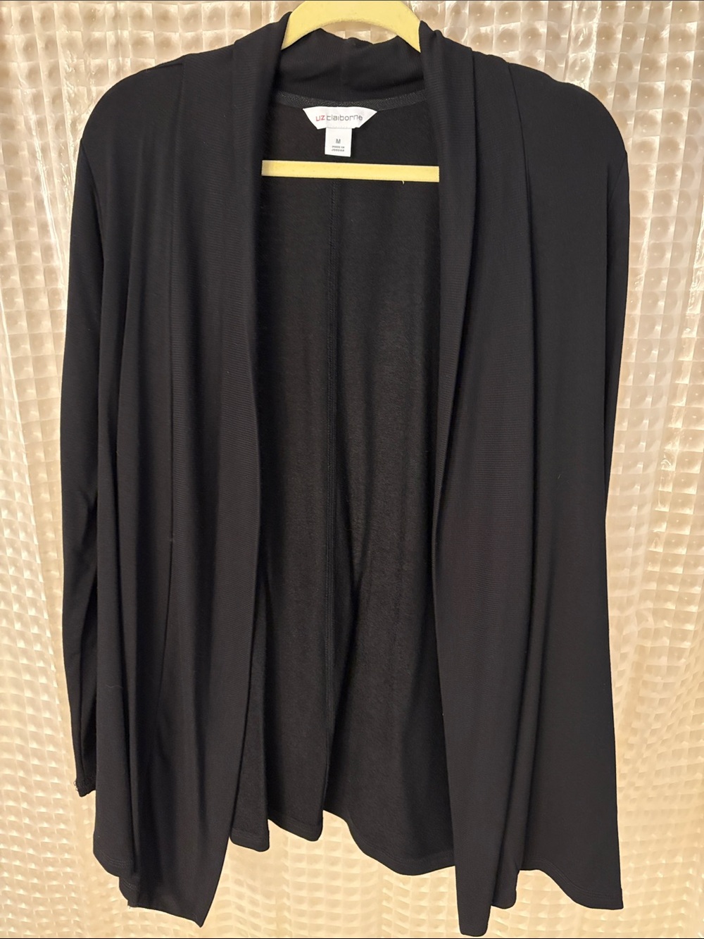 Liz Claiborne Black Draped Open-Front Cardigan